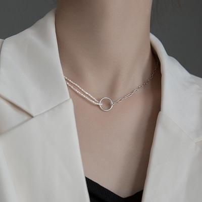 Pravé 925 Sterlingového Striebra Módny Barokový Perlový Okrúhly Prívesok Choker Náhrdelník Pre Ženy Svadobné Jemné Šperky Da1756