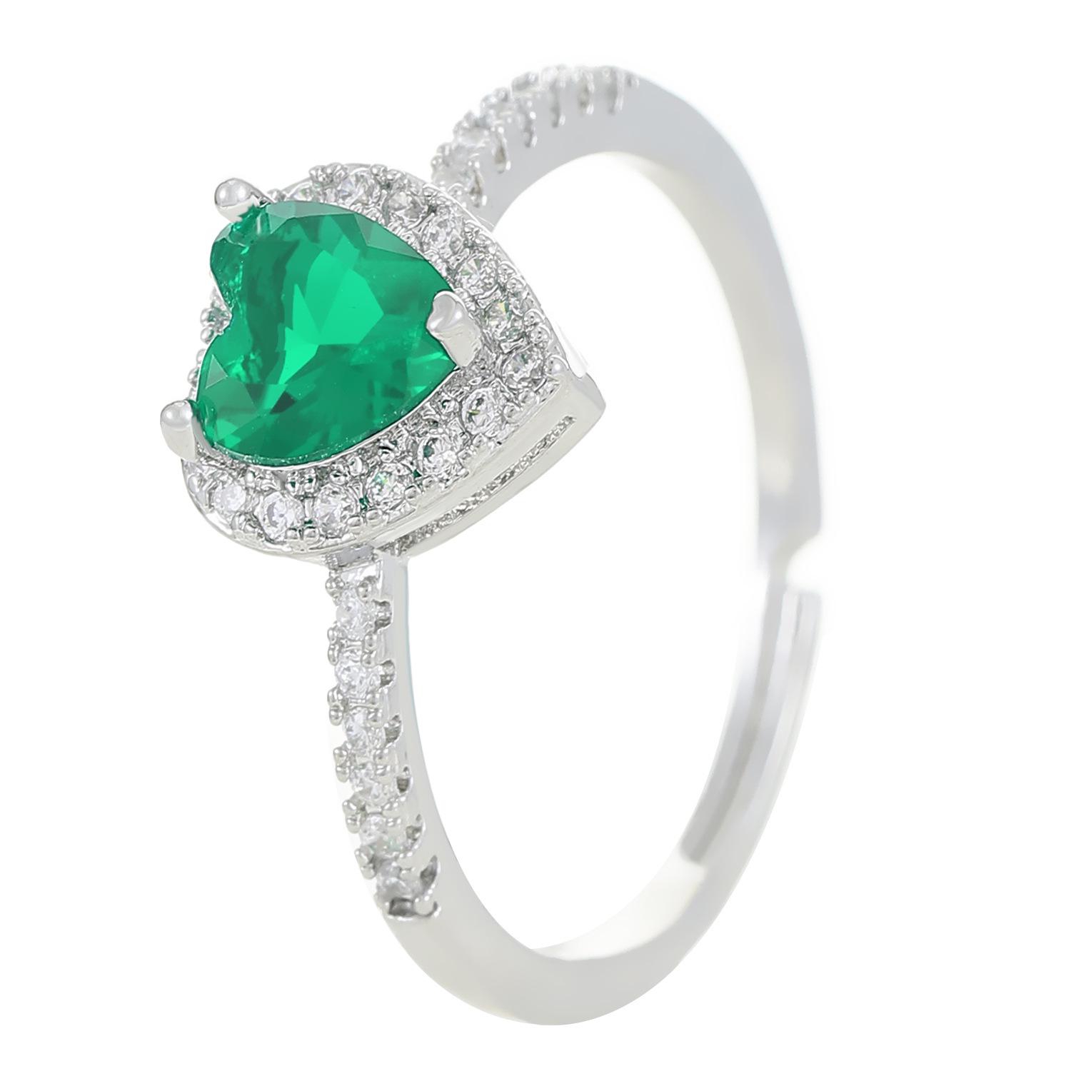 

Женское регулируемое кольцо в форме сердца с цирконом и бриллиантом