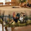 Flower Printed Polyester Tablecloth Country Rooster Washable Rectangle Tablecloth Stain Resistant Waterproof Round Table Cloth