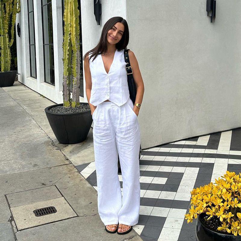 Women's Vest Wide Leg Pants Casual Set
