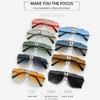Oversized Double Bridge Frameless Sunglasses Retro Square Frame Men's Shades Outdoor Gradient Lens UV Protection Sun Glasses