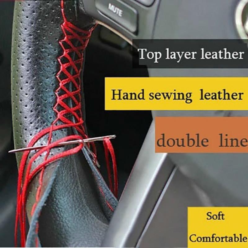 38cm Microfiber Car Steering Wheel Cover Soft Leather Braid On The Steering-Wheel with Needle Thread DIY Car Decoration
