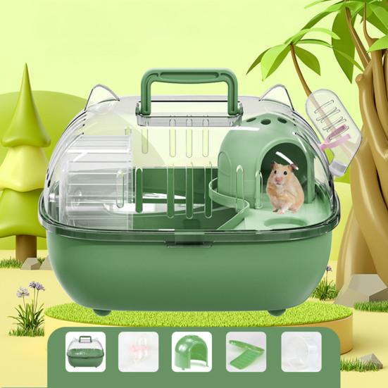 Travel Hamster Cage Small Pet Carrier with Transparent Viewing Dome Pet Crate with Ventilation Slots for Vet Trips Picnics Mice Gerbils Reptiles
