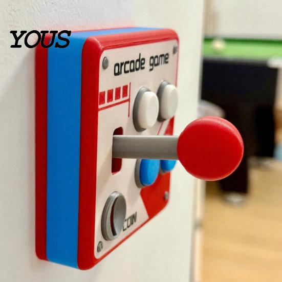 Arcade Game Panel Decor Switch Wall Decoration, Retro Control with Movable 90s Rocker, Mount for E-Sports Room Buttons