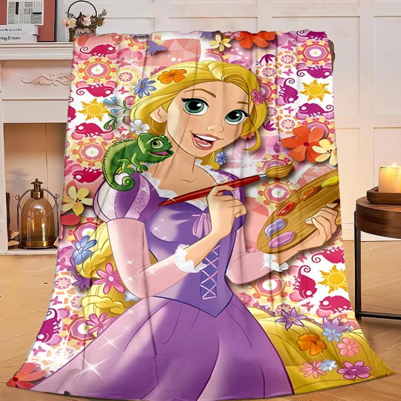 1PC Princess Rapun-zel Flannel Blanket Gift, Suitable for Both Men And Women, Soft Ideal for Beds And Sofa, Birthday Or Christmas Gift