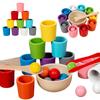 Rainbow Balls In Cups Toddler Toys Learning Color Sorting and Counting Rainbow Balls In Cups Wooden Matching Games for Kids
