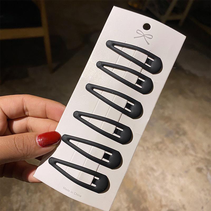 Korean Matte Black Hair Clips for Women - Bangs, Side, and Headdress Clips