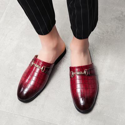 Slipper Sommer Slipper Halbschuhe für Herren Atmungsaktive Lederpantoffeln Lässig Atmungsaktiv Bequem Halbpantoffeln Slipper Mokassins