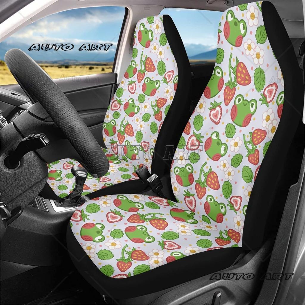 Frog Car Seat Cover 2 Pcs Front Seat Bucket Seat Protector Universal Fits For Auto Interior Accessories For Cars Truck Sedan