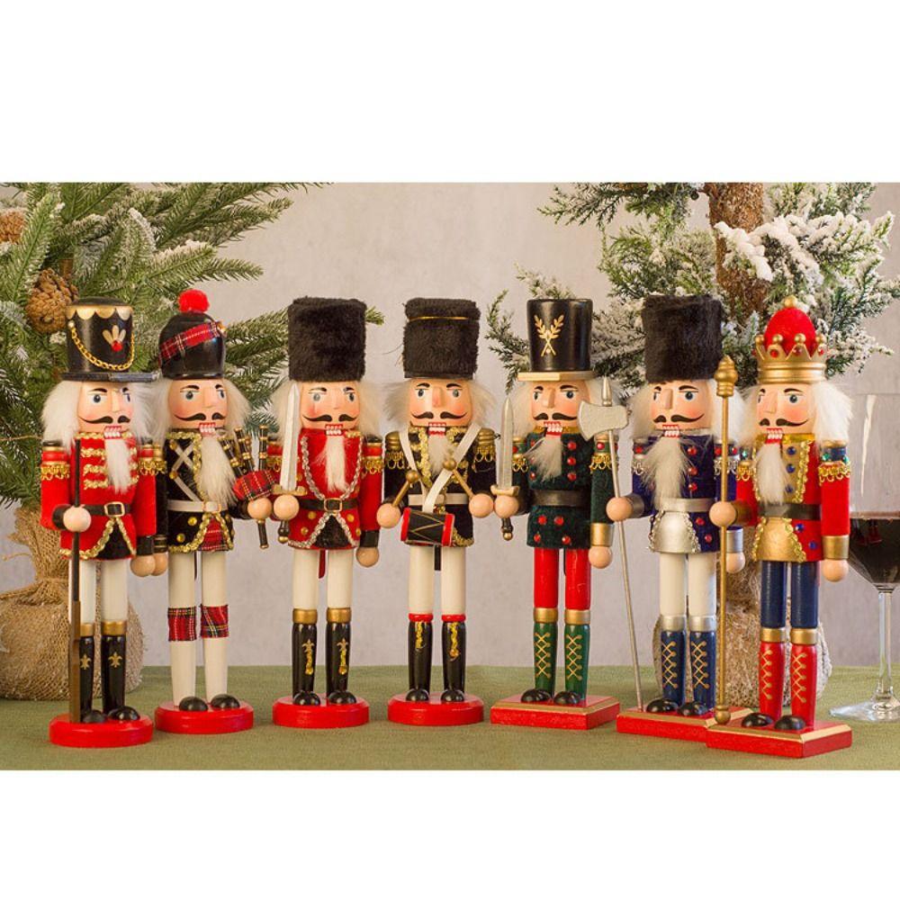 Merry Christmas Vintage Christmas Nutcracker Painted King Soldier Doll Handicraft 30cm Handcraft Figurine Office Decor