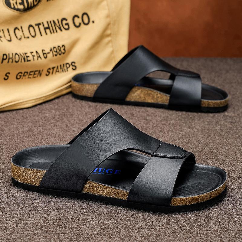 Fashion Men's Classic Slippers for Home and Outdoor Waterproof Non-Slip Slip-On Sandals Versatile Slippers Mens Slip on Walking Shoes