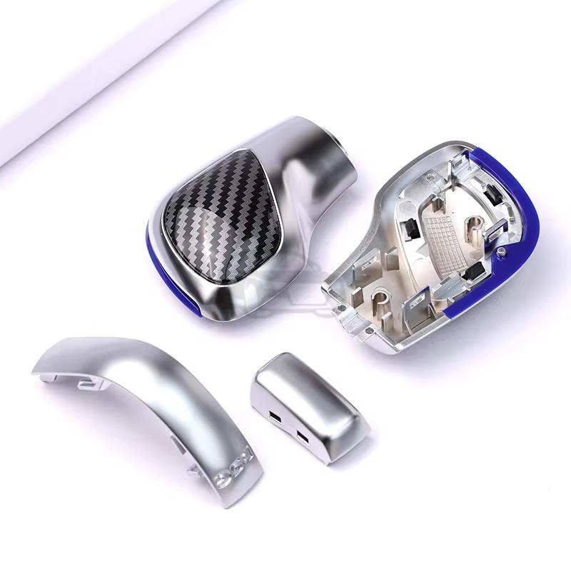 4PCS Chrome Matt With Leather Shift Knob Gear Side Cover DSG Emblem For VW Golf 6 7 R GTI Passat B7 B8 CC R20 Jetta MK6 GLI