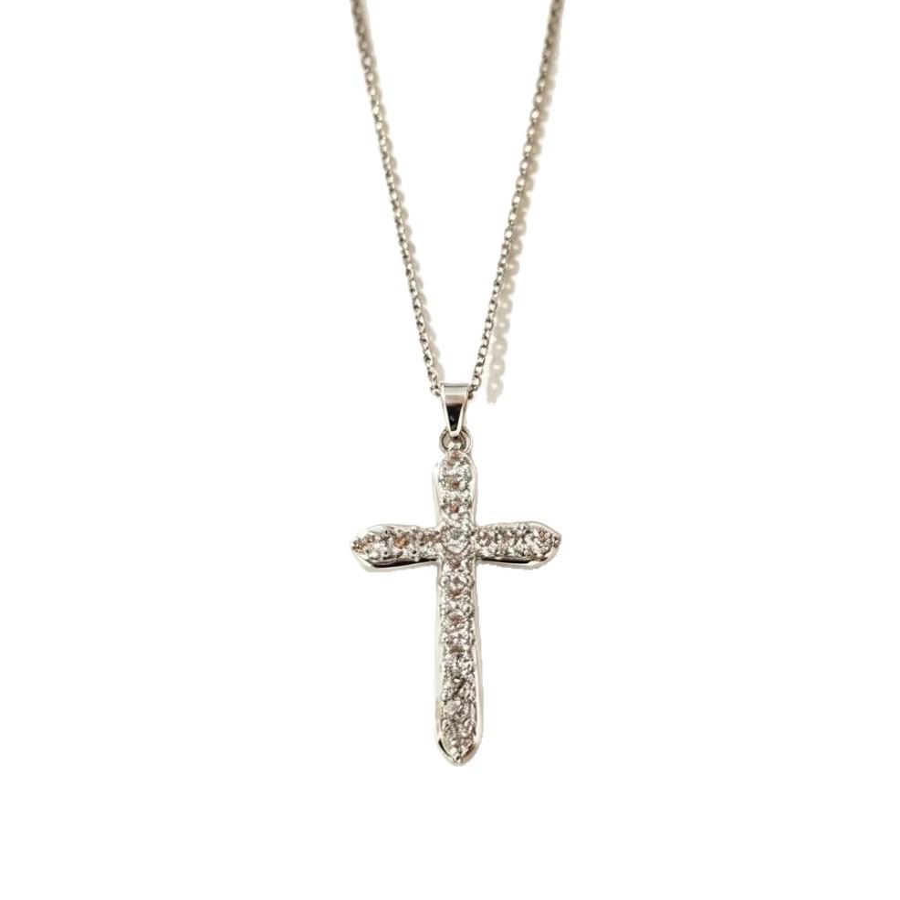 Zircon Cross Diamond Pendant Necklace - Luxury High-End Accessory