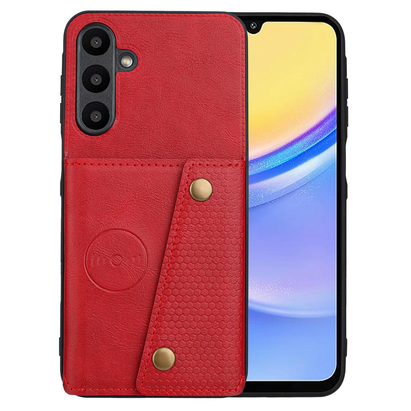 

For Samsung Galaxy A26 5G Case with Card Slots Kickstand Leather+TPU Phone Cover Red