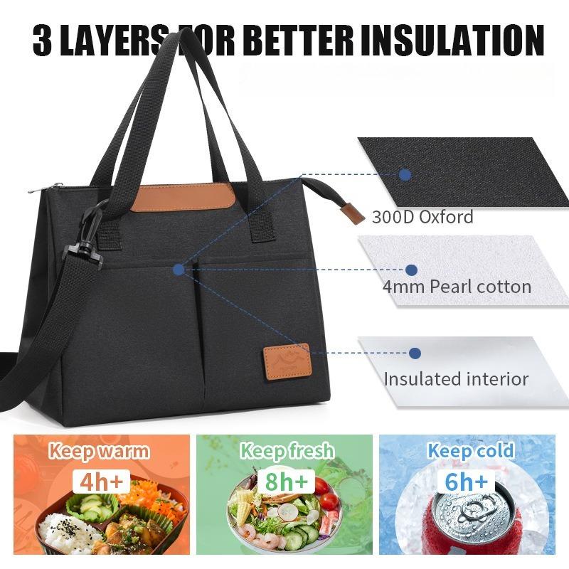 1pcs Stylish Insulated Bag Outdoor Travel Crossbody Bag Large Capacity Lunch Box Storage Bag Work Commute Bento Insulated Tote