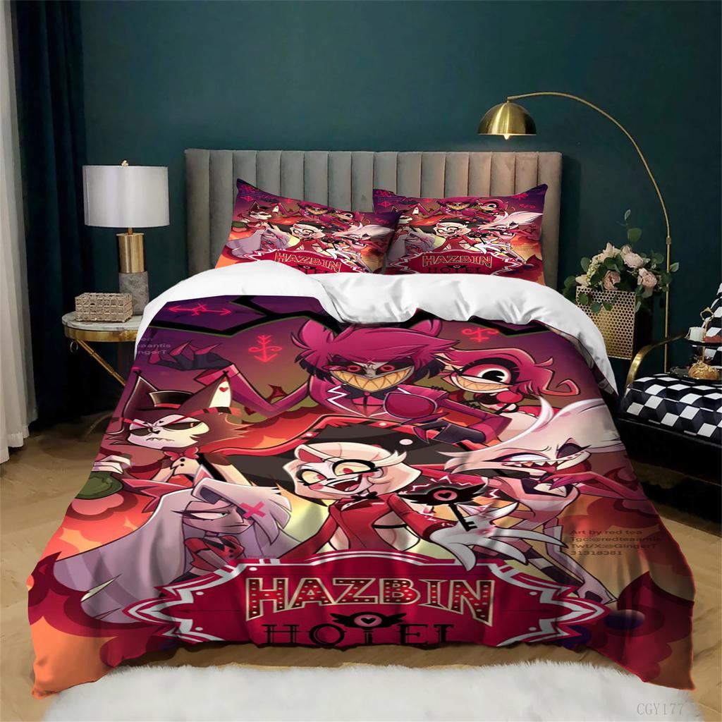 Kids Hazbin Hotel Animation Duvet Cover Set Ultra Soft Bedding Set Lightweight Quilt Cover All-Season 3-Pcs For KidsAdults