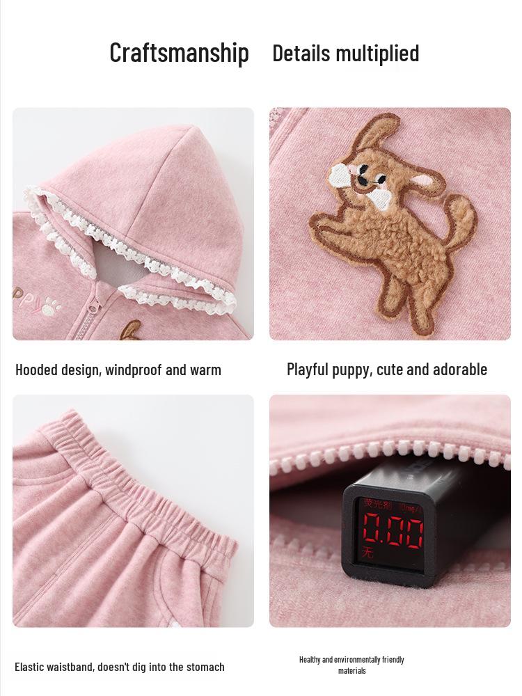 DUUDUU 2025 Korean Style Fleece-Lined Children's Jacket & Pants Set for Autumn/Winter