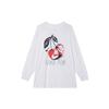 Sportswear Cherry Letter Print Vintage Loose Casual Long Sleeve Drop Shoulder T-Shirt Women Tops White FD2567-100