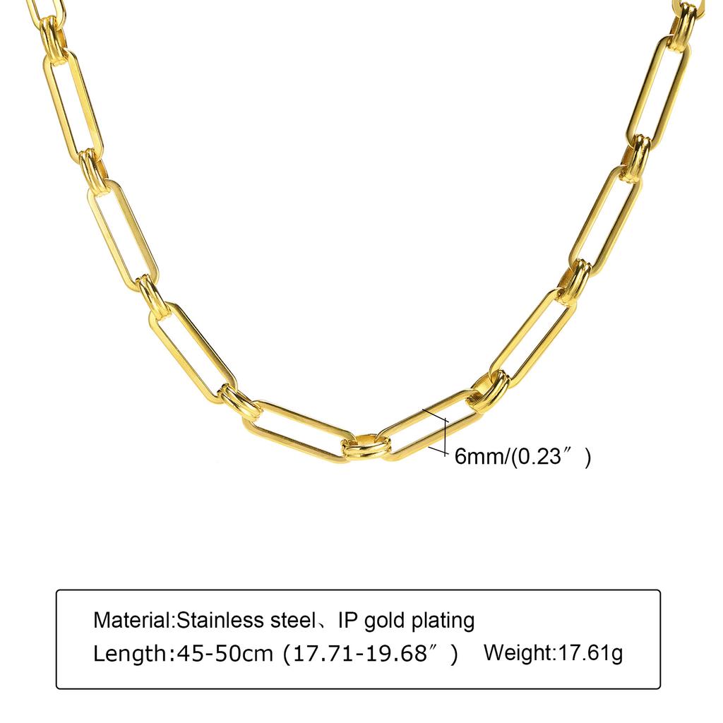 Colar de Corrente Cruzada Estilo Moda, Corrente para Clavícula de Aço Inoxidável, Colar de Corrente O Plana e Longa para Mulheres