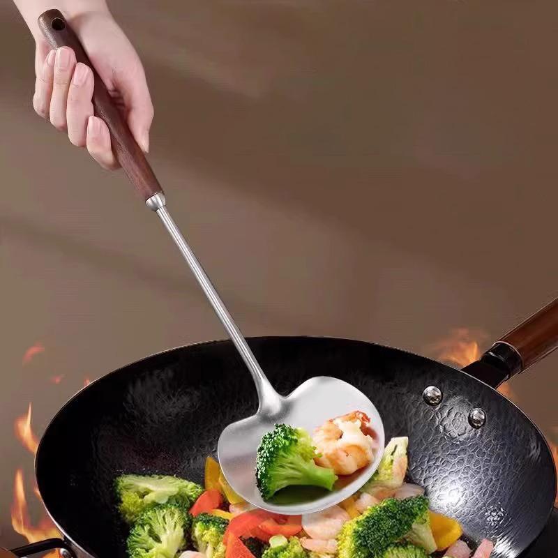 Spatola in Acciaio Inossidabile 201 Manico Antiscivolo Testa Morbida Paletta da Cucina Lunga Resistente al Calore Girarrosto da Cucina Per Friggere Saltare in Padella Pancake