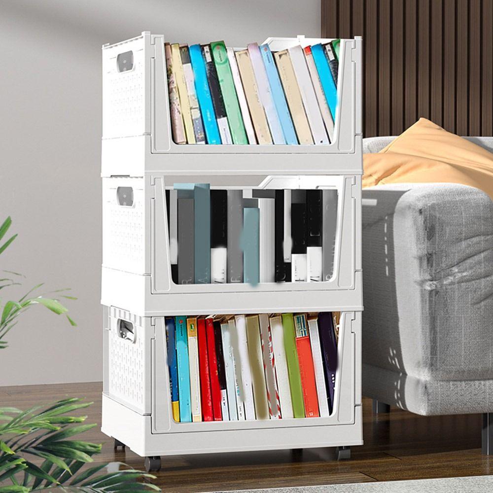 Plastic Folding Storage Box Large Capacity Book Storage Basket  Under Desk