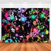 Avezano Neon Glow In The Dark Backdrop Paint Splatter Graffiti Glow Party 80s 90s Themed Birthday Background Colorful Neon Party Birthday Backdrops