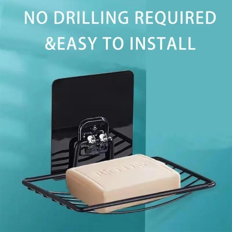 New Stainless steel soap box without drilling, wall-mounted bathroom soap box, bathroom net basket soap rack 1pcs