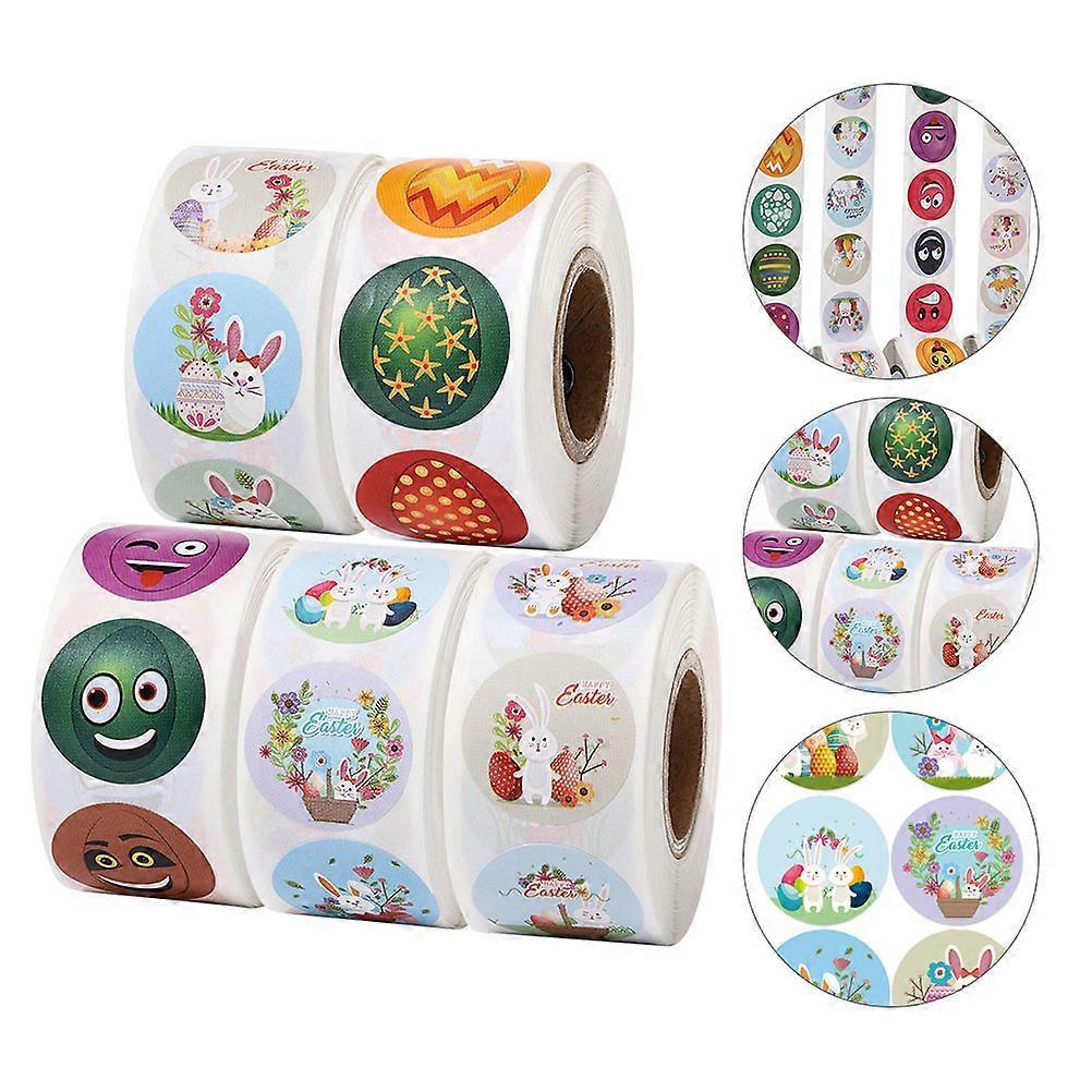 Coated Stickers Rabbit and Egg Pattern Tape with 15 Rolls