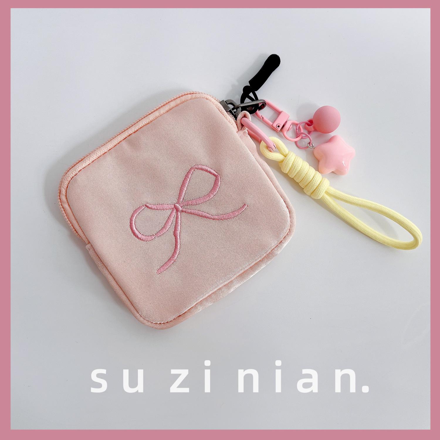 

Женский мини-кошелек для монет и ключей из ткани с бантом