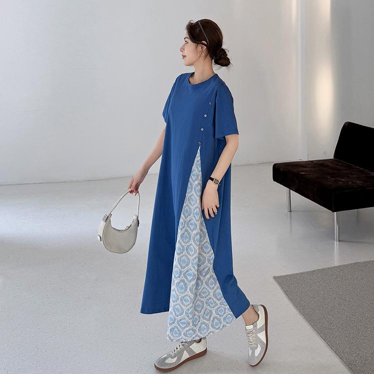 DIMANAF Dámské 2025 Nadměrné velikosti Letní šaty Košilové šaty Základní O-výstřih Krátký rukáv Volné Dlouhé šaty Maxi