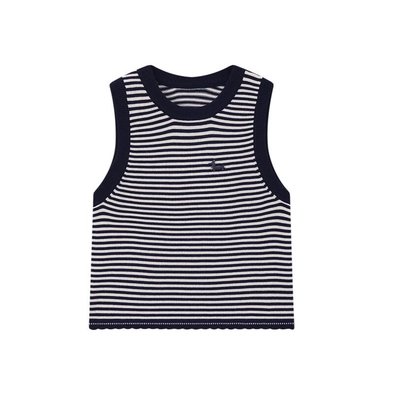 ELLE KIDS French Classic Striped Embroidered Knit Vest for Girls