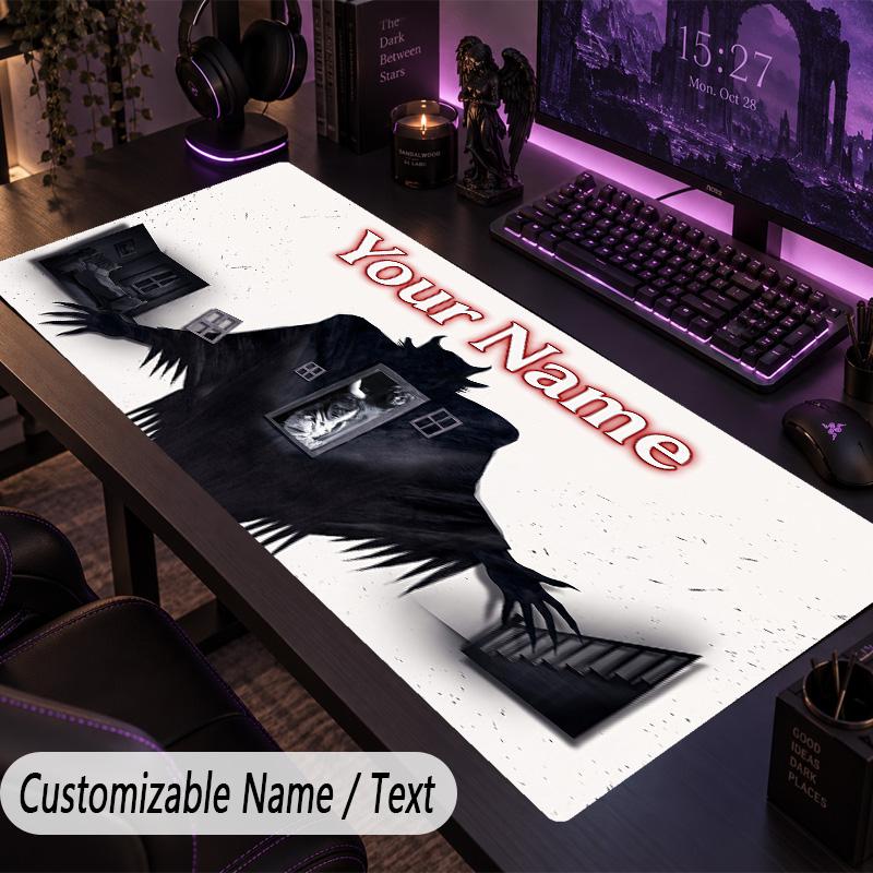 Custom Text Big Mousepad, Extended Desk Pad For Laptop Work GameThe Babadook