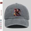 Pc Baseball Cap with Red Dragon Standing On Flaming Rock Pattern Print Fashionable Casual Fire Dragon Print Design Golf Cap H
