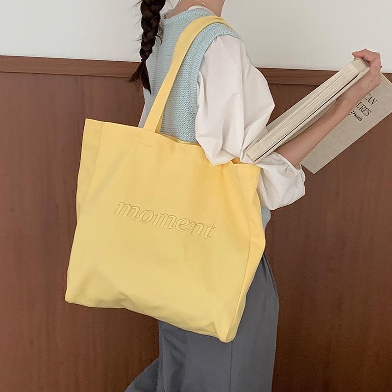 Women s Spring Canvas Embroidered Large Capacity Shoulder Bag