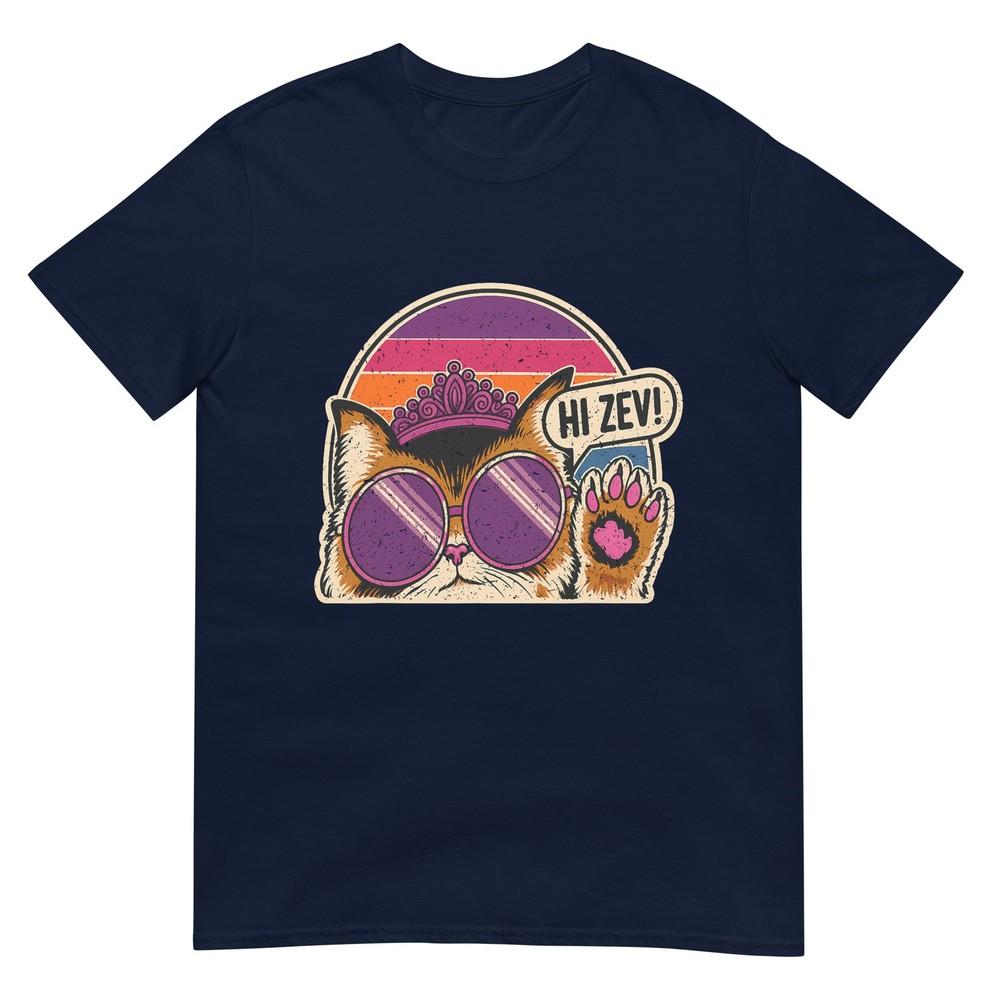 Hi Zev Funny Cat Princess Retro Sunset Sunglasses Crown TShirt S