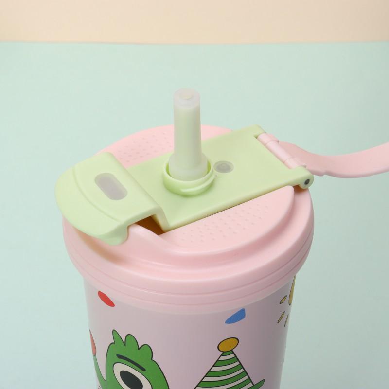 Stainless Steel Insulated Tumbler With Straw Women Cartoon Design Portable Tea Coffee Cup 500ml
