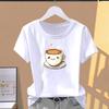 Women's summer T-shirt, cute and fashionable printed pattern, short-sleeve trendy top.