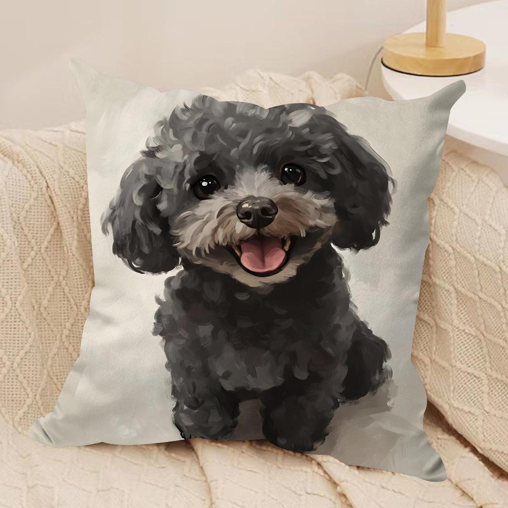Dog Cushion Cover Soft Plush Fabric DoubleSided Printed Cushion Covers for All Seasons Modern HomeDecor Gift