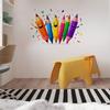 Colorful Pencils Wall Sticker Cartoon Kids Room Wall Decals Peel And Stick Classroom Wall Mural Art for Playroom Nursery Wall Decor
