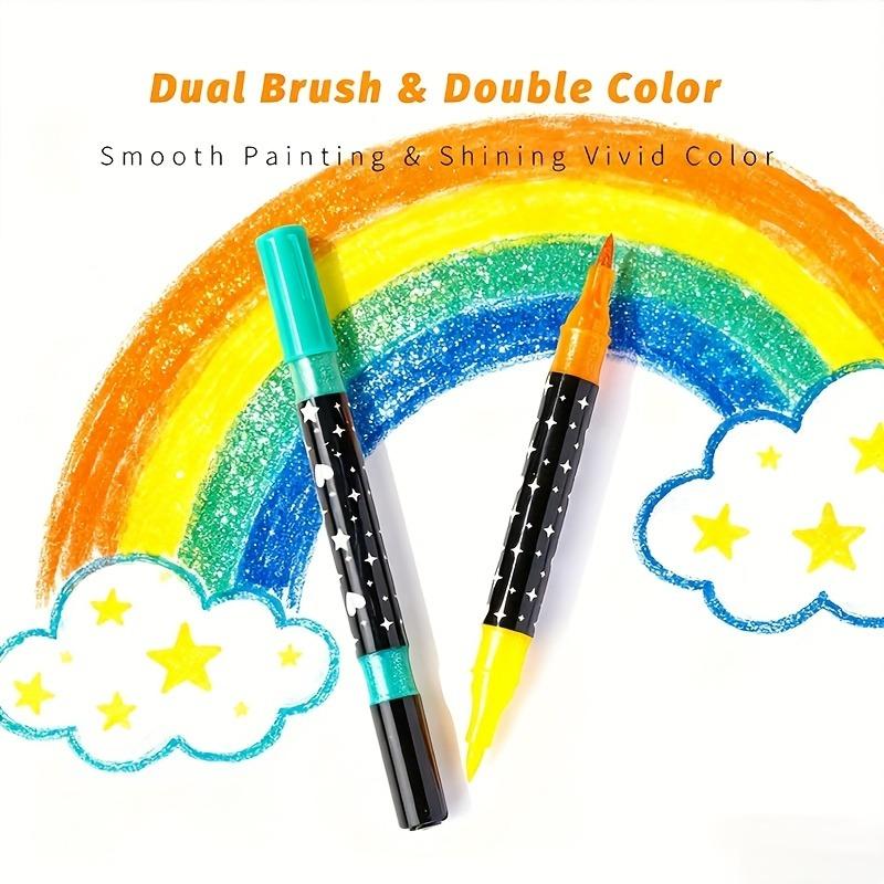 Set di Pennarelli Glitterati a Doppia Punta | Inchiostro Gel Asciugatura Rapida, Punta Fine e Larga, Ideale per Scrapbooking, Creazione di Biglietti, Journaling, Disegno