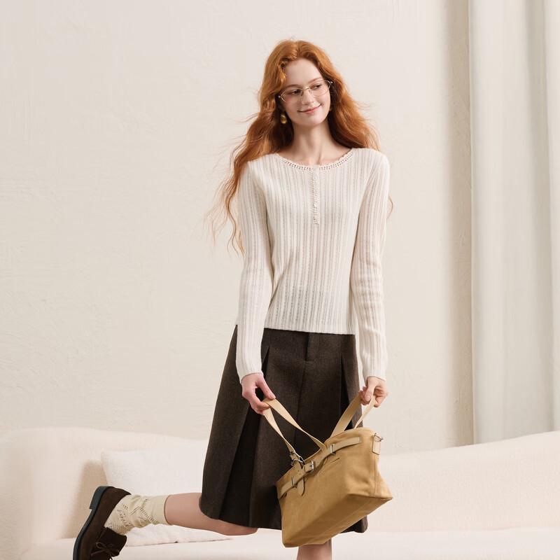 SanCai 2026 Winter Crochet Knit Long Sleeve Sweater