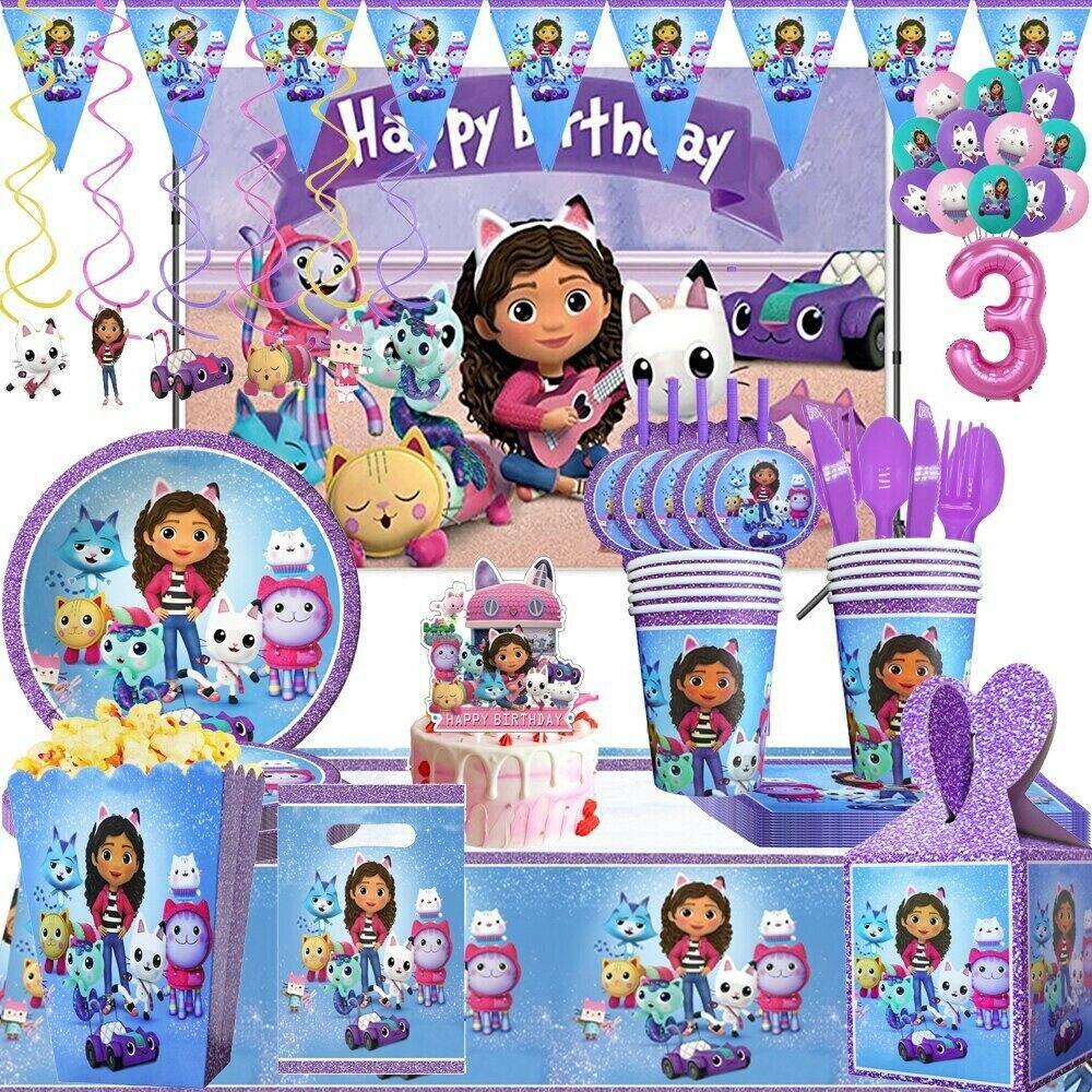 Einzigartiges und farbenfrohes Gabby-Puppenhaus-Geburtstagsdekorationsset für alle Anlässe