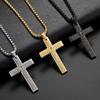Christian Bible Cross Necklace Stainless Steel Big Pendant Men's Religious Prayer Jewelry Adjustable Chain Anti-Tarnish Durable