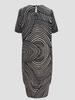 V-Neck Leaf Print Dress - Elegant European & American Style