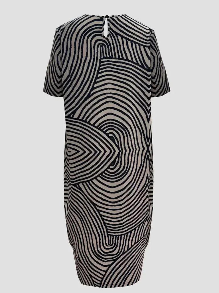 V-Neck Leaf Print Dress - Elegant European & American Style