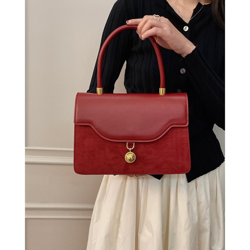 Rote Braut-Hochzeitstasche, Damenhandtasche mit großem Fassungsvermögen zum Umhängen, hochwertig und elegant, Damen-Umhängetasche