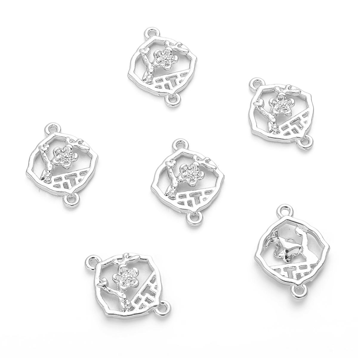 

Антикварный двойной подвесной пенант из сплава с цветком сливы для самостоятельного изготовления ювелирных изделий, аксессуары для рукоделия 13x18mm серебряный