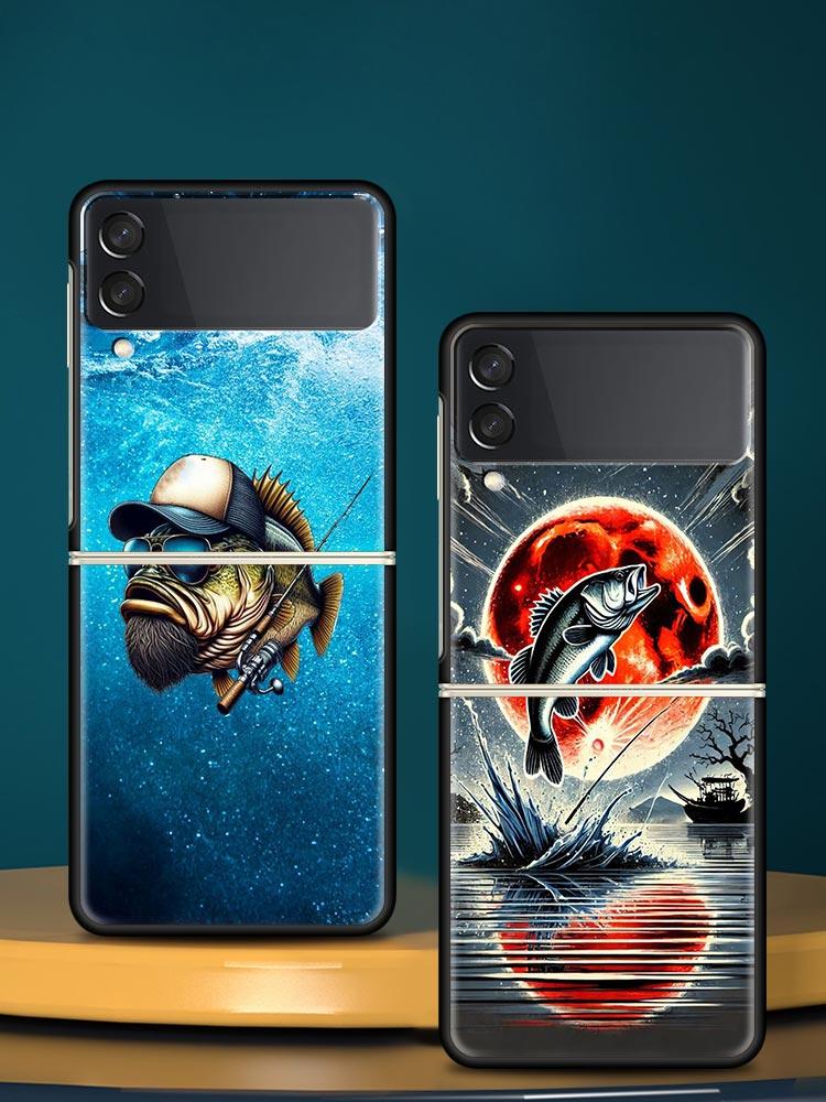Hunting Fishing Man Hard PC Phone Case For Samsung Galaxy Z Flip 7 6 5 4 Black Cover For Galaxy Z Flip 3 Foldable Fundas Shell