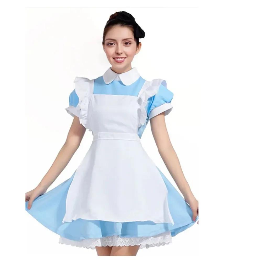 Petrecere Mascată cu Tematică de Carnaval Costum Albastru de Servitoare 2024 Cos Alice în Țara Minunilor Costum Lolita Costum de Scenă