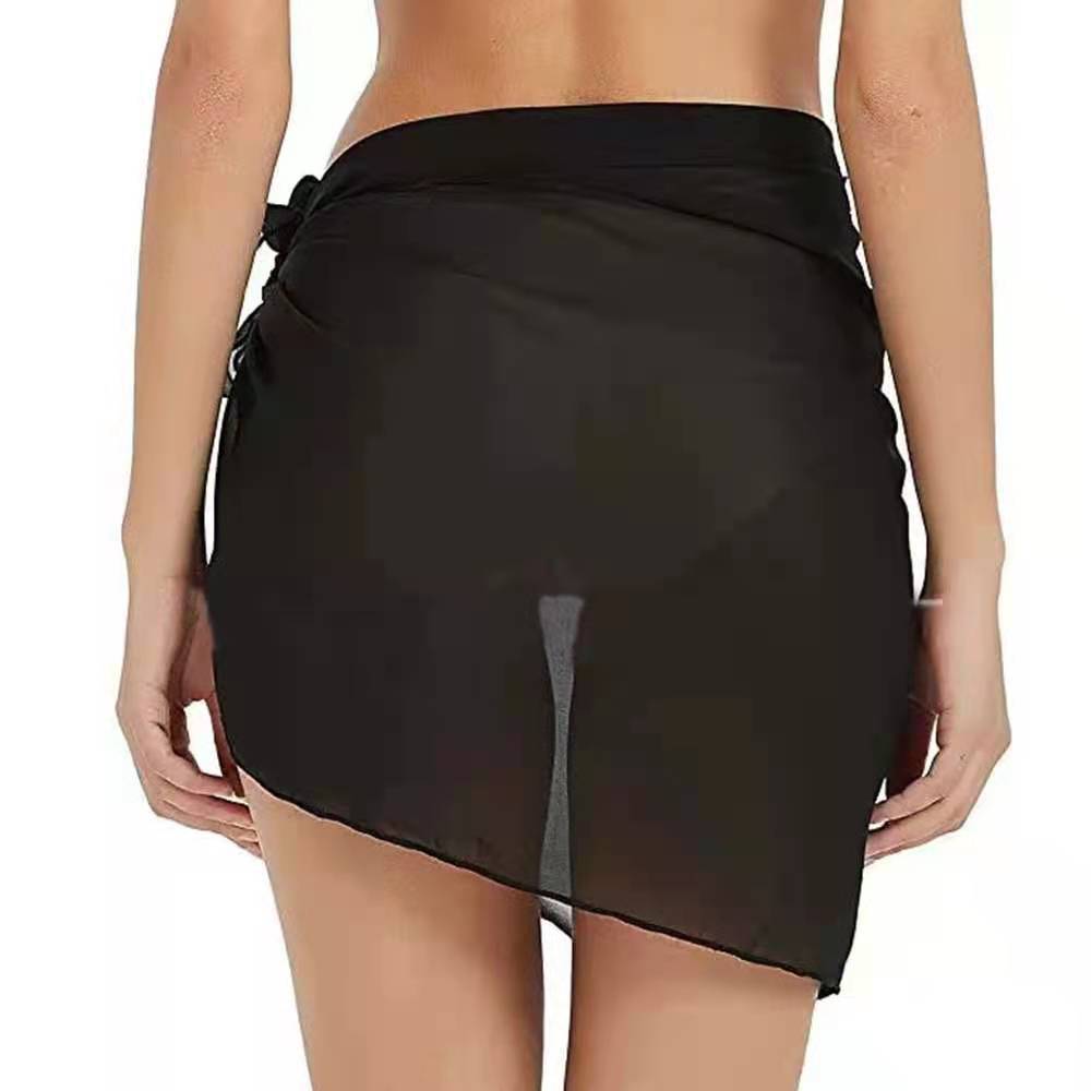 Sheer Wrap Dress Women's Swimsuit Bodycon Swimsuit Skirt Beach Bikini Cover-Up Dress Chiffon